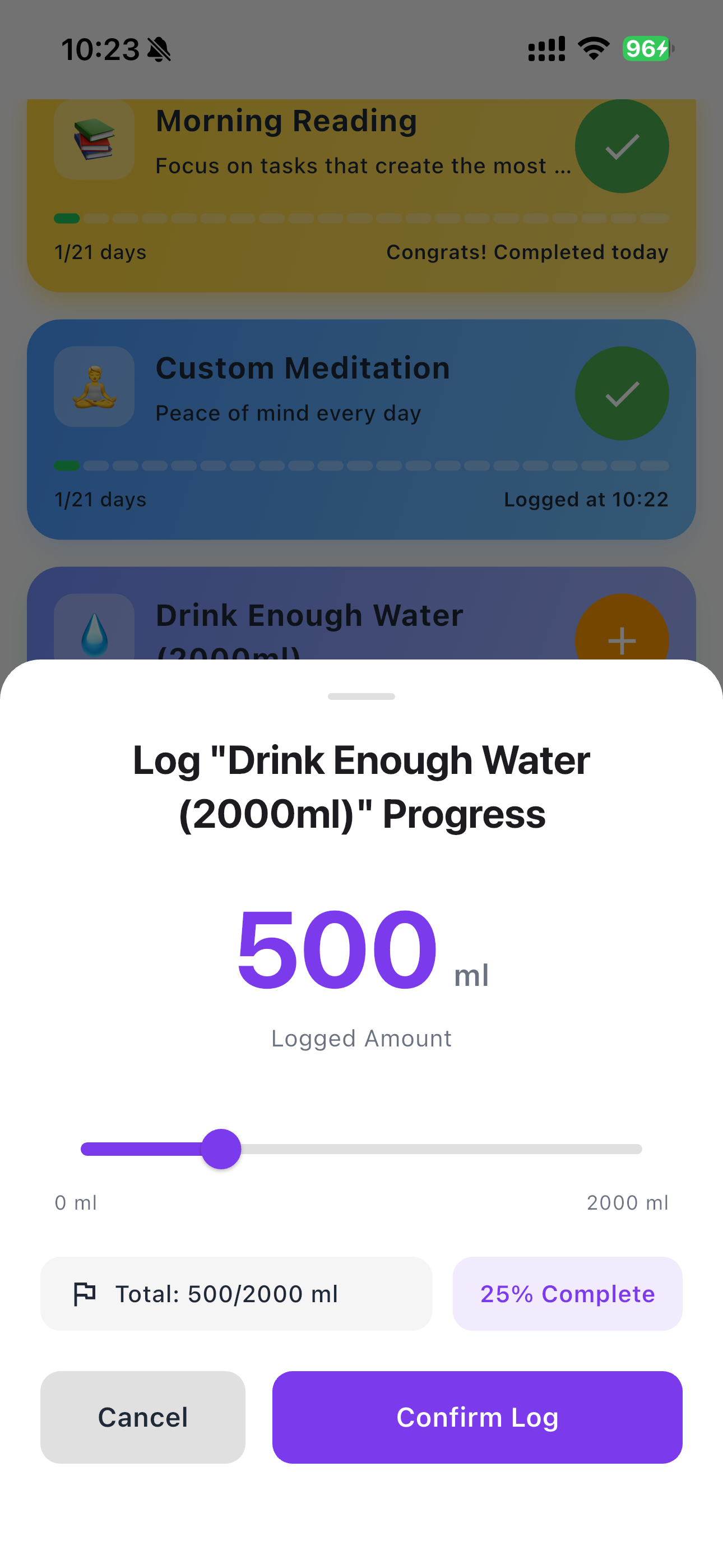 Streak21 quantitative check-in